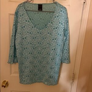 Blue Lace V-Neck Top